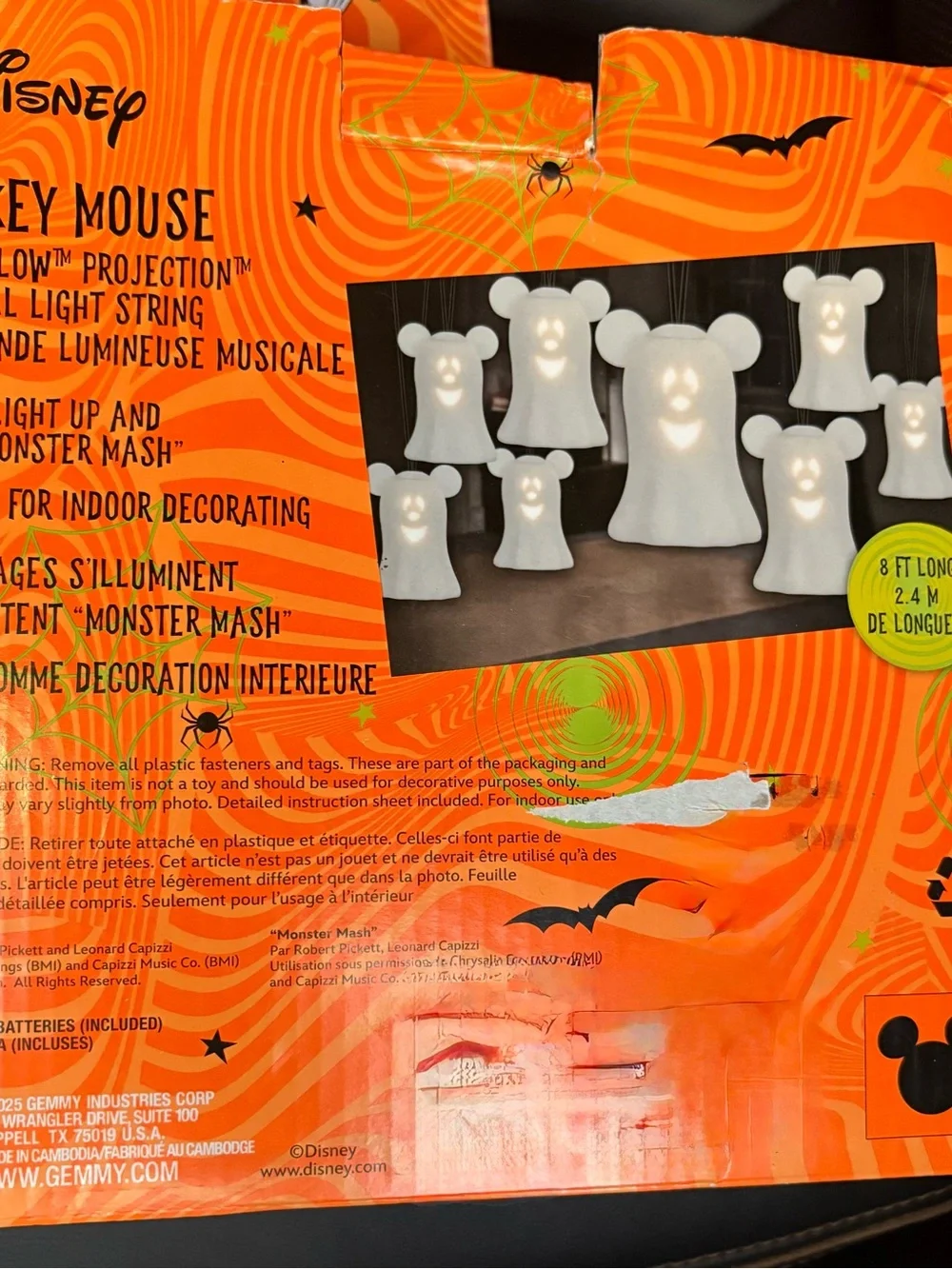 Disney Mickey Mouse Set of 8 Halloween Ghosts 8 Ft Long Musical String Lights